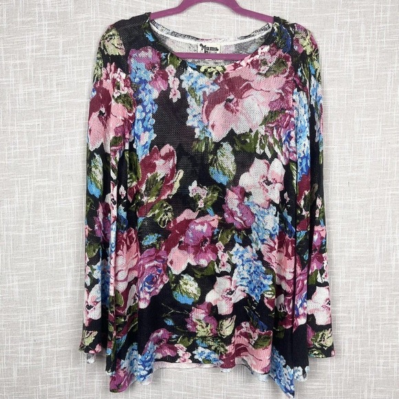 Show Me Your Mumu Festibell Floral Bell Sleeve Pullover Tunic Sweater Large - Picture 2 of 6